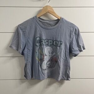 Vintage Light Blue Casper the Friendly Ghost Cropped Crop Top Graphic Size: XS